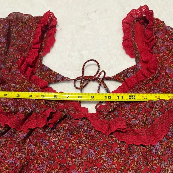 Free People Red Ruffled Backless Babydoll Dress - Picture 7 of 9